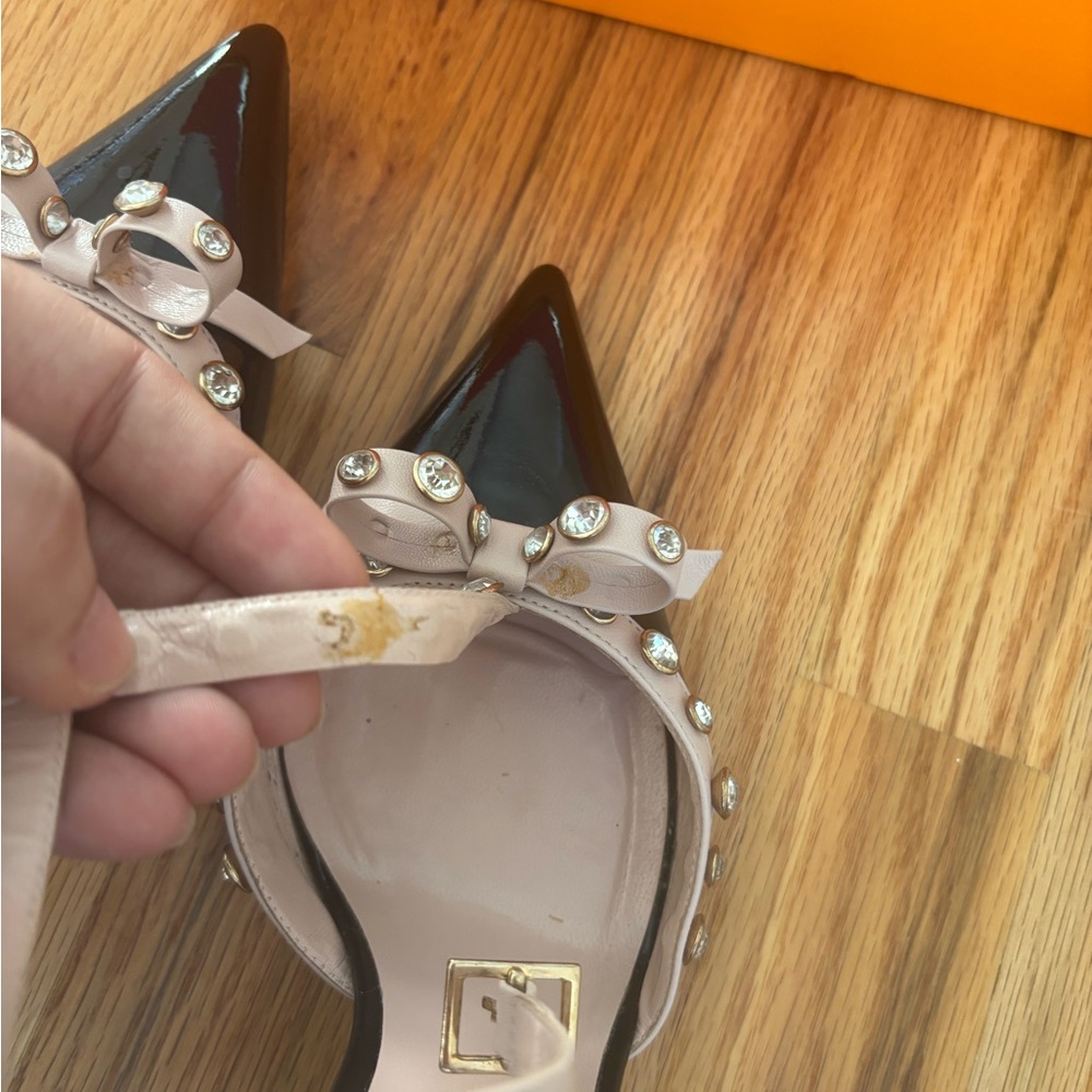 Kate Spade Lydia Black and Cream Studded Heels - Picture 4 of 5